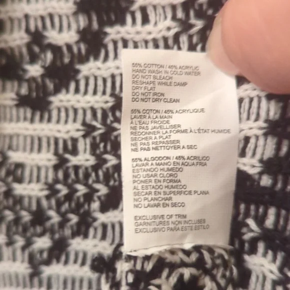 Women's RD Style Black and White Geometric Printed Poncho Style Cardigan, Size M - Picture 4 of 9